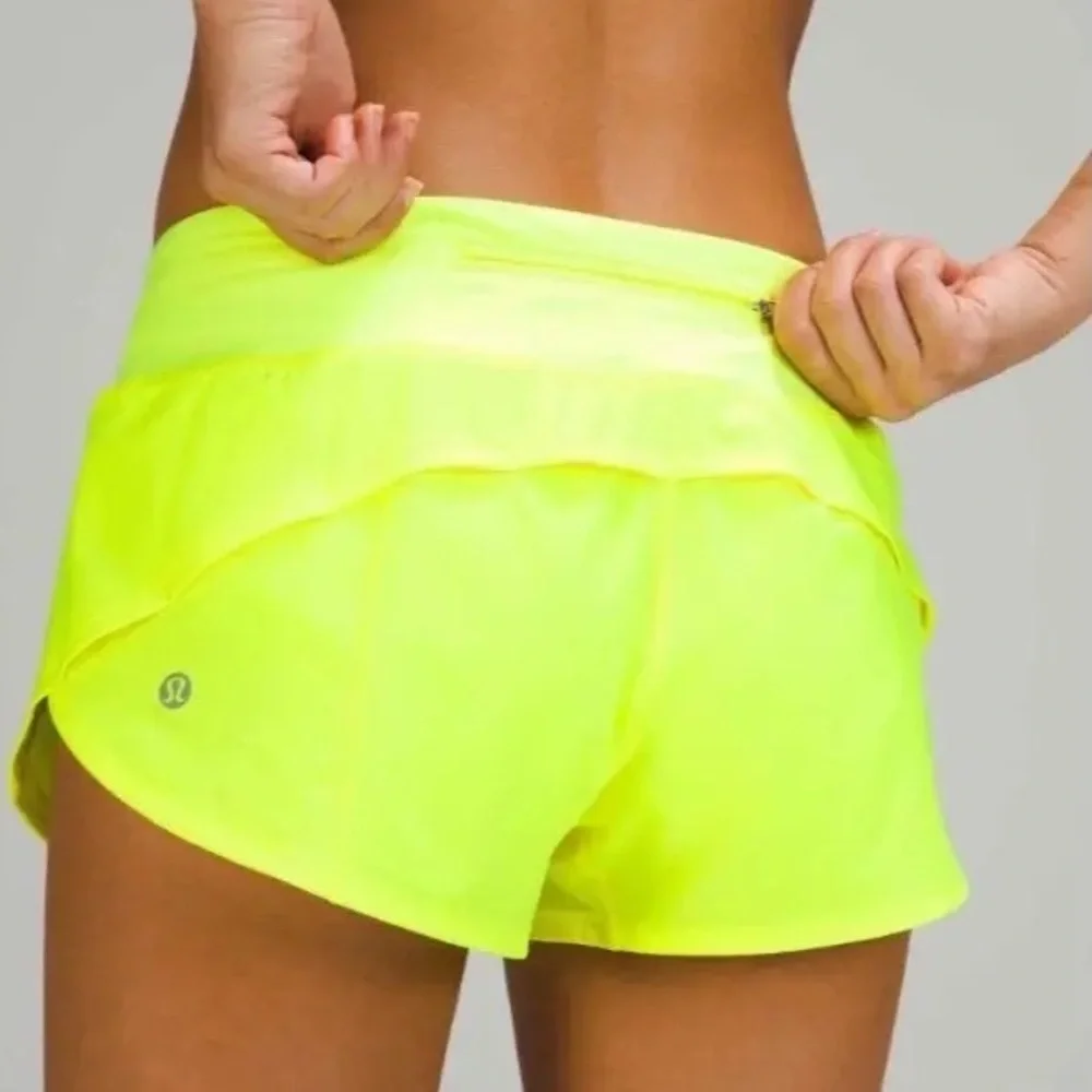 Lululemon Speed Up Shorts Neon Yellow | Running Active Gym Athletic 6 - Picture 1 of 8